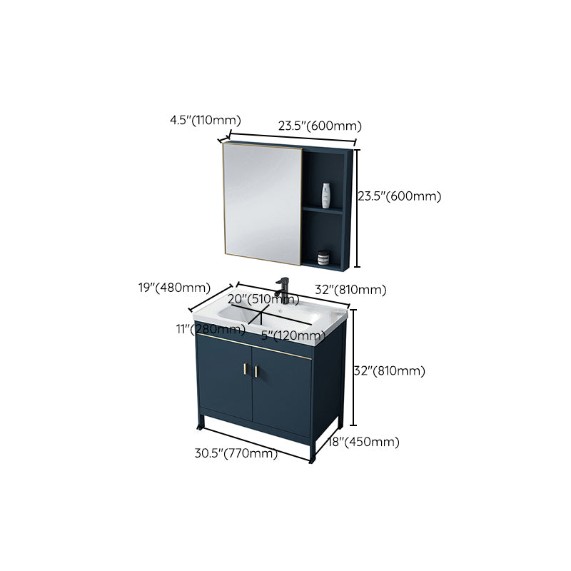 Bathroom Sink Vanity Rectangular Doors Drawers Faucet Vanity Sink with Mirror