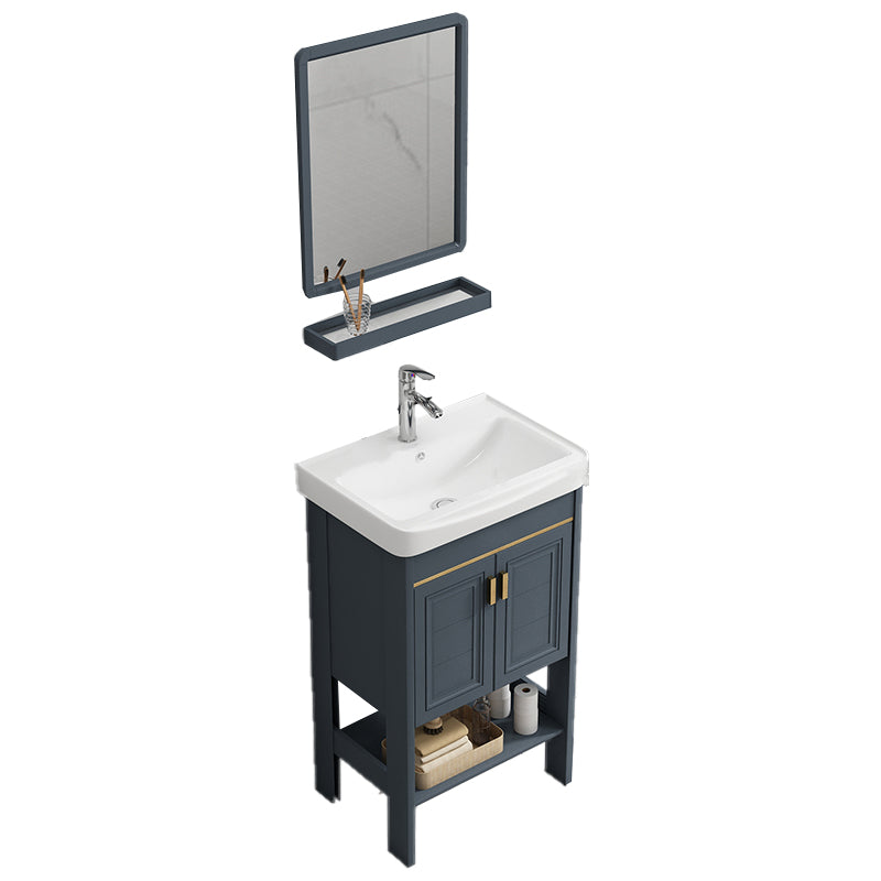 Metal Frame Vanity Shelving Included Single Sink Freestanding Bathroom Vanity