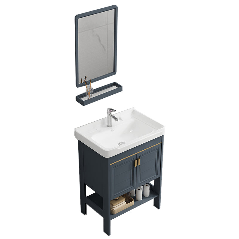 Metal Frame Vanity Shelving Included Single Sink Freestanding Bathroom Vanity