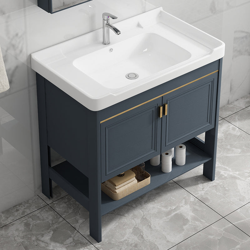 Metal Frame Vanity Shelving Included Single Sink Freestanding Bathroom Vanity