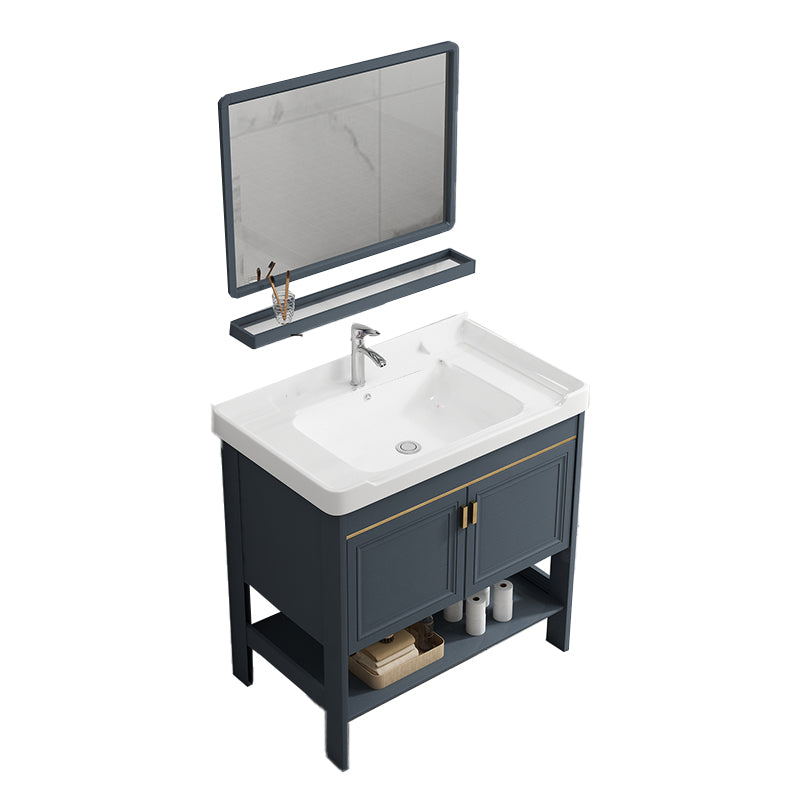 Metal Frame Vanity Shelving Included Single Sink Freestanding Bathroom Vanity