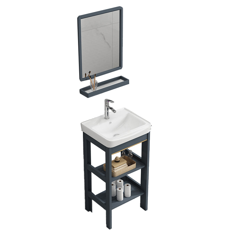 Metal Frame Vanity Shelving Included Single Sink Freestanding Bathroom Vanity