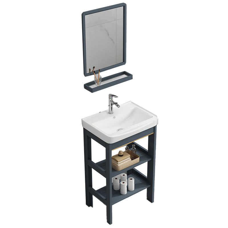 Metal Frame Vanity Shelving Included Single Sink Freestanding Bathroom Vanity