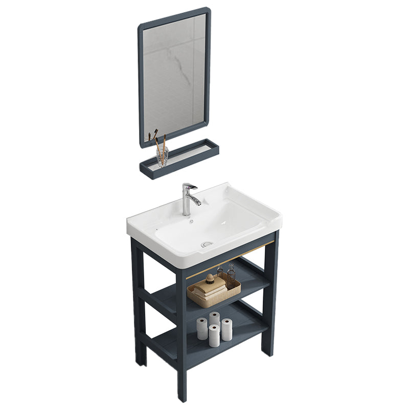 Metal Frame Vanity Shelving Included Single Sink Freestanding Bathroom Vanity