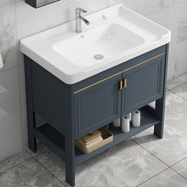 Metal Frame Vanity Shelving Included Single Sink Freestanding Bathroom Vanity