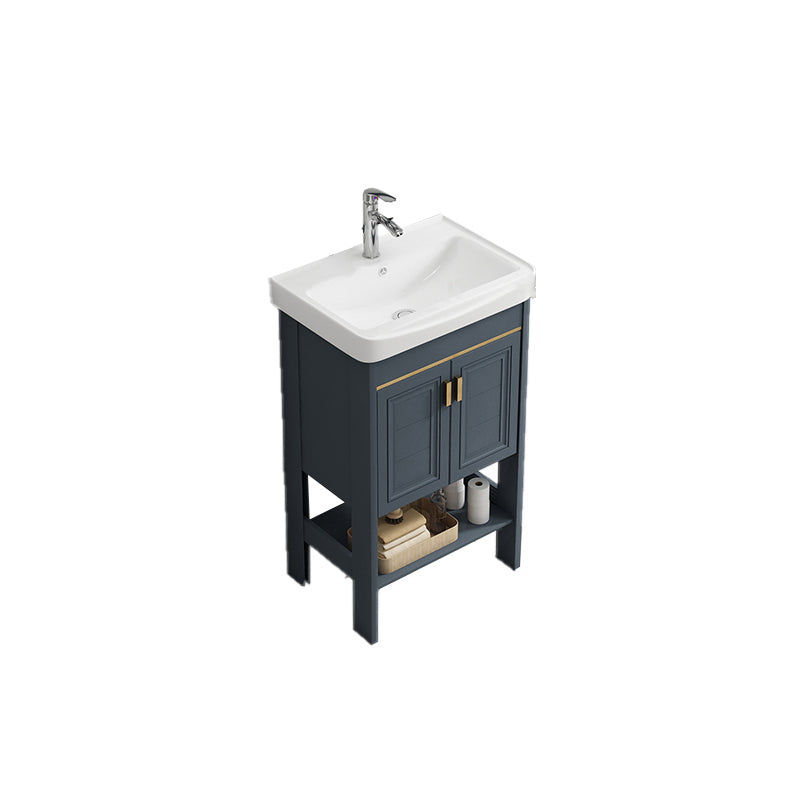 Metal Frame Vanity Shelving Included Single Sink Freestanding Bathroom Vanity