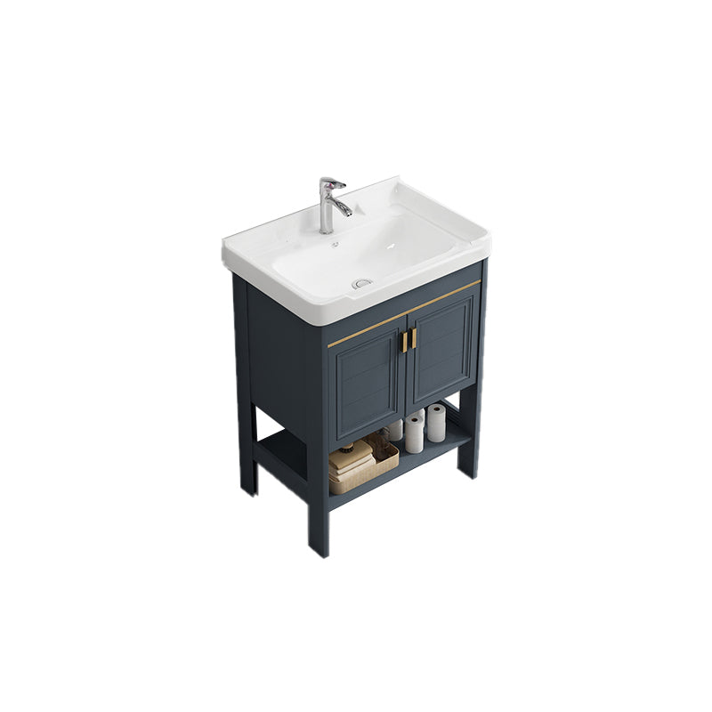 Metal Frame Vanity Shelving Included Single Sink Freestanding Bathroom Vanity