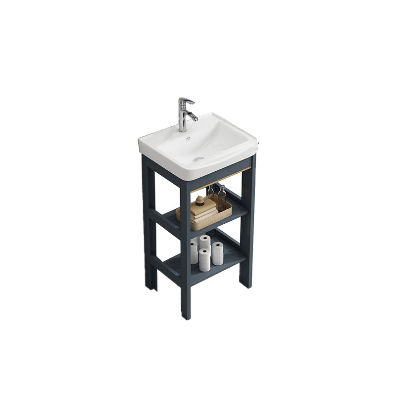 Metal Frame Vanity Shelving Included Single Sink Freestanding Bathroom Vanity