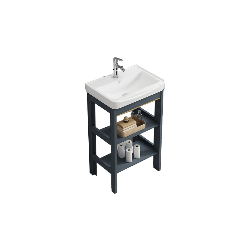 Metal Frame Vanity Shelving Included Single Sink Freestanding Bathroom Vanity