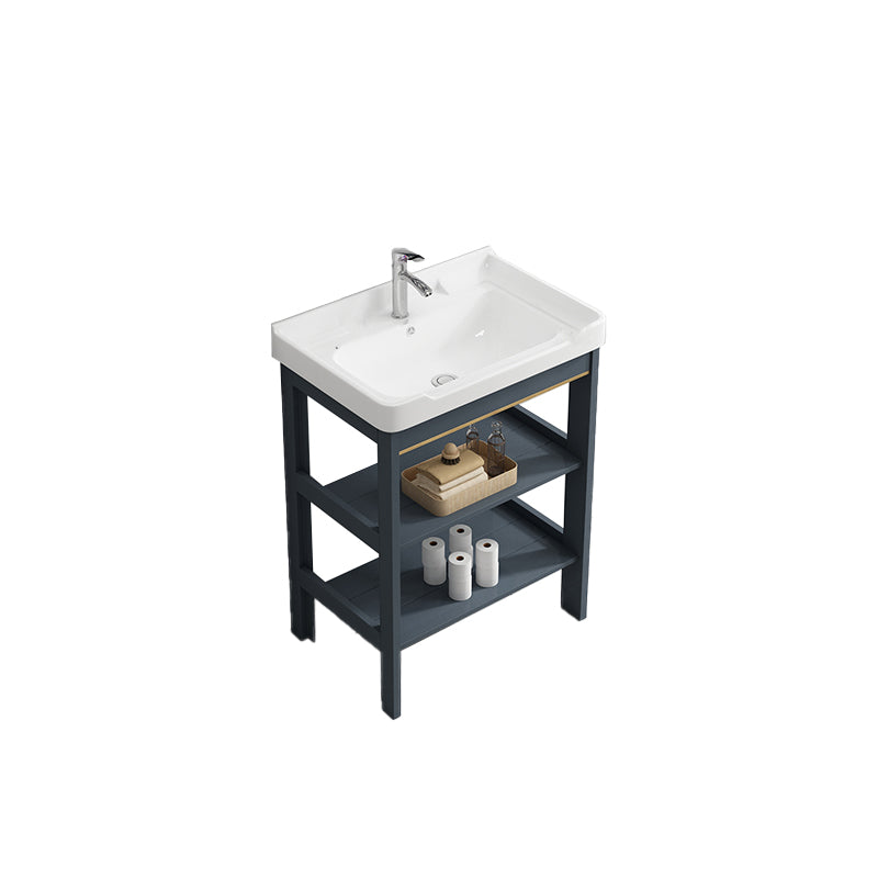 Metal Frame Vanity Shelving Included Single Sink Freestanding Bathroom Vanity