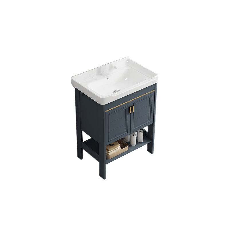 Metal Frame Vanity Shelving Included Single Sink Freestanding Bathroom Vanity