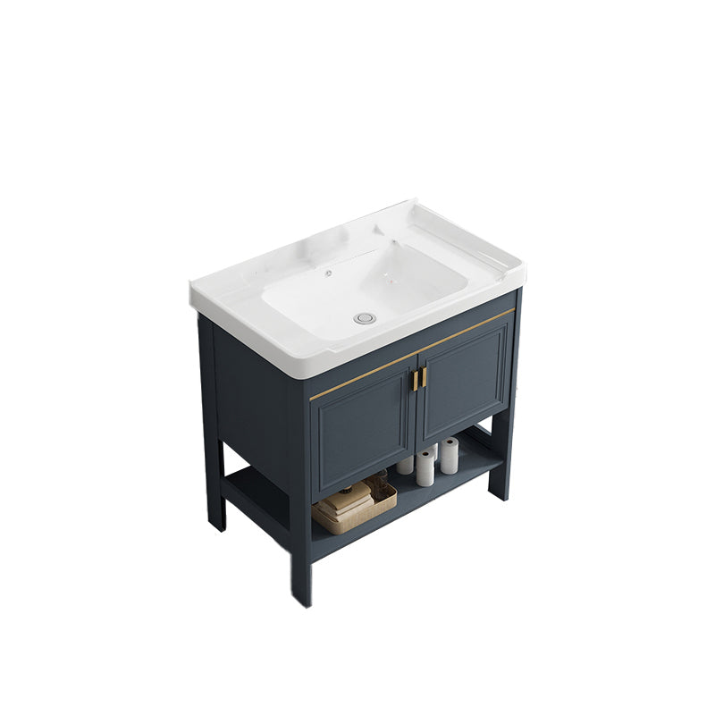 Metal Frame Vanity Shelving Included Single Sink Freestanding Bathroom Vanity