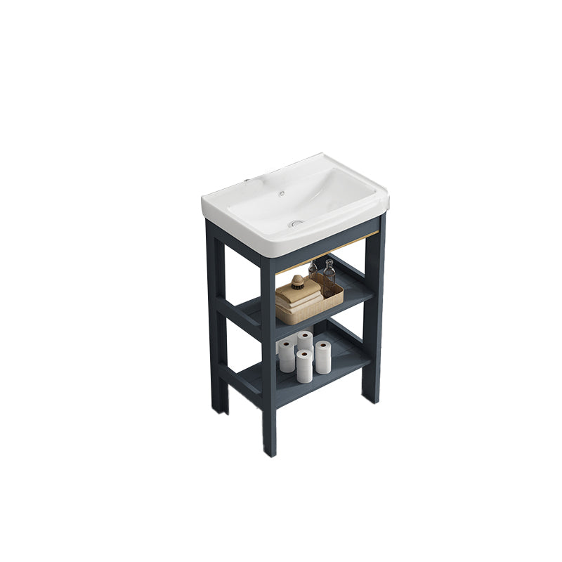 Metal Frame Vanity Shelving Included Single Sink Freestanding Bathroom Vanity