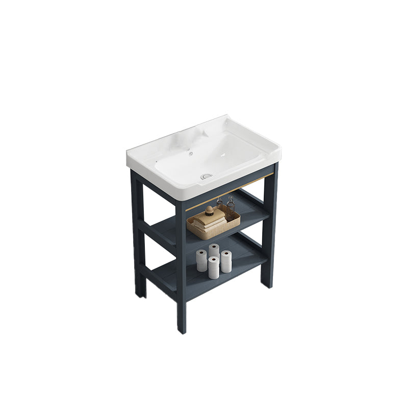 Metal Frame Vanity Shelving Included Single Sink Freestanding Bathroom Vanity