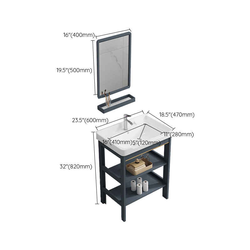 Metal Frame Vanity Shelving Included Single Sink Freestanding Bathroom Vanity