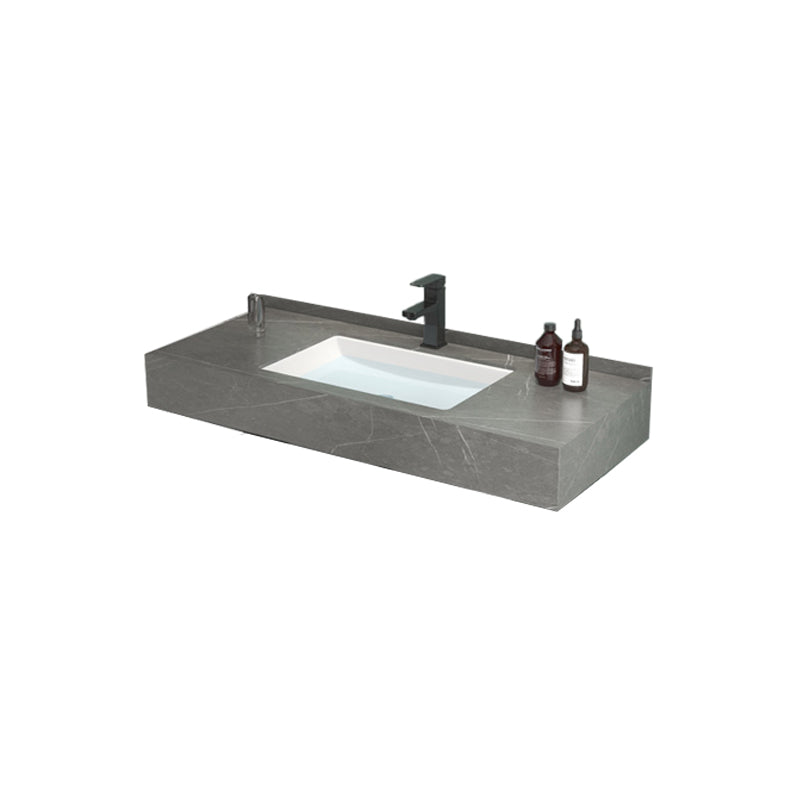 Grey Bath Vanity Rectangle Single Sink Mirror Shelving Included Stone Bathroom Vanity