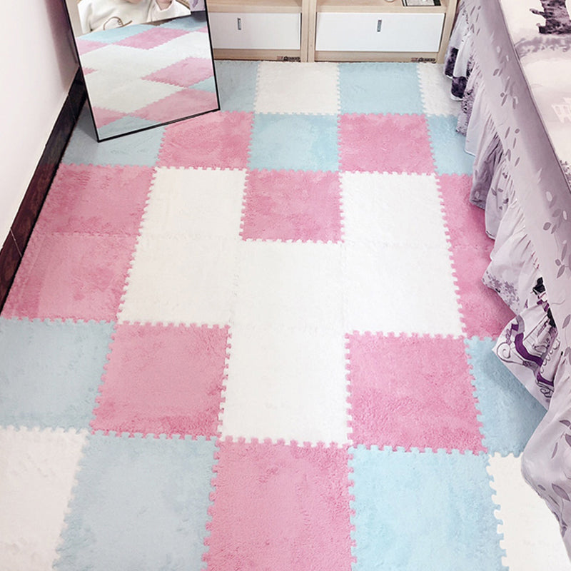 Modern Carpet Floor Tile Interlocking Plush Cut Non-Skid Tiles and Carpet