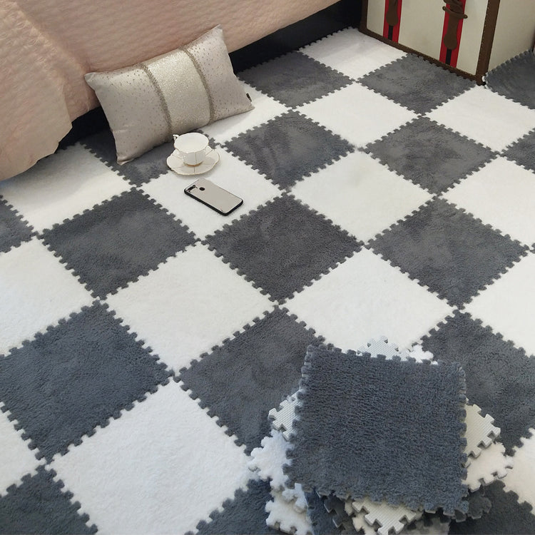 Modern Carpet Floor Tile Interlocking Plush Cut Non-Skid Tiles and Carpet