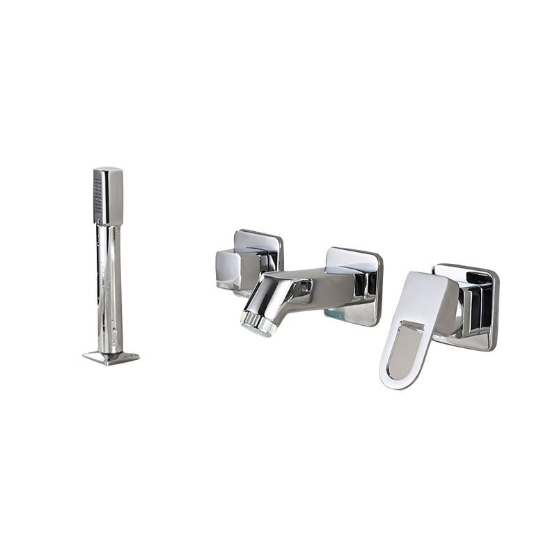 Wall Mounted Faucet Brass Lever Handle Bathroom Faucet Handhold Head