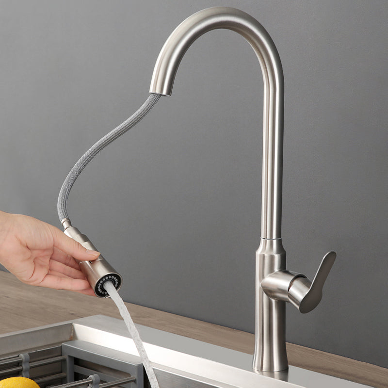 Contemporary Kitchen Faucet High Arch No Sensor with Pull Down Sprayer