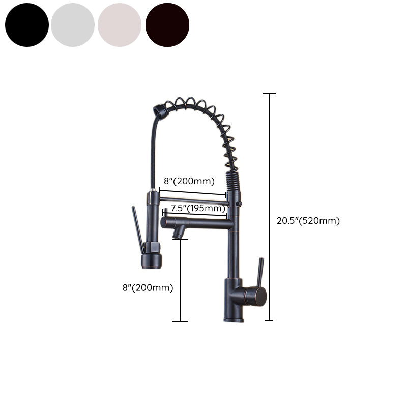 Modern Farmhouse Spring Spout Kitchen Sink Faucet Gooseneck with Pull Down Sprayer