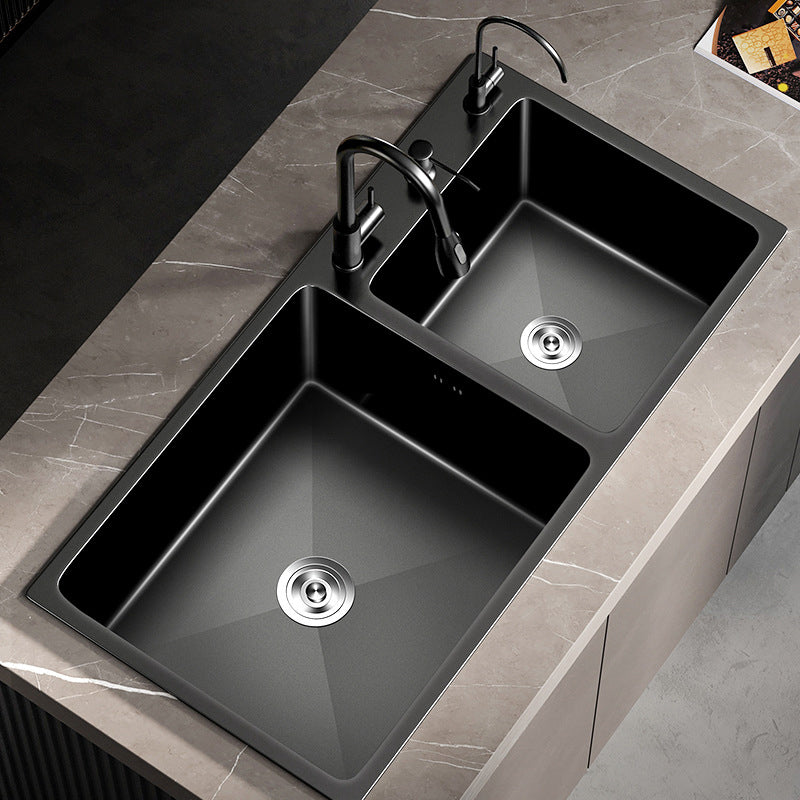 Contemporary Style Kitchen Sink Stainless Steel Drop-In Kitchen Double Sink