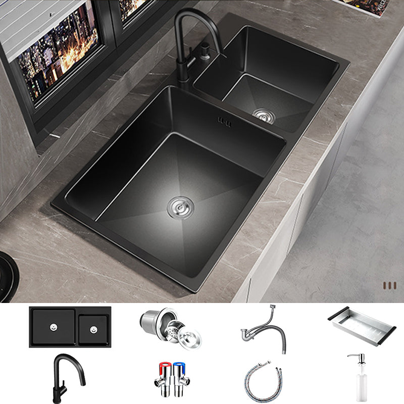 Contemporary Style Kitchen Sink Stainless Steel Drop-In Kitchen Double Sink