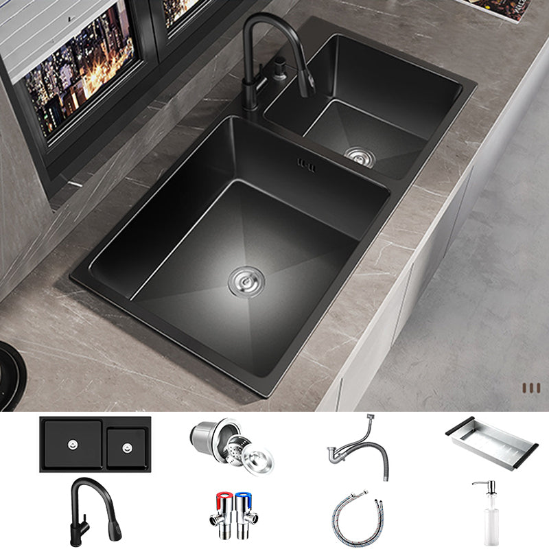 Contemporary Style Kitchen Sink Stainless Steel Drop-In Kitchen Double Sink