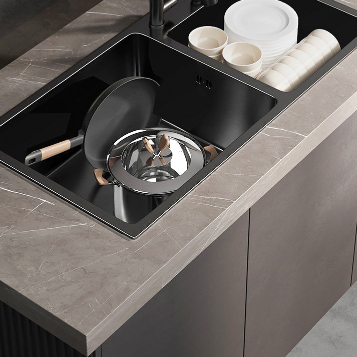 Contemporary Style Kitchen Sink Stainless Steel Drop-In Kitchen Double Sink