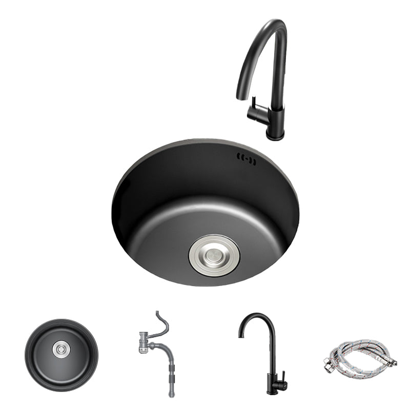 Single Bowl Stainless Steel Sink in black with Strainer Undermount Kitchen Sink