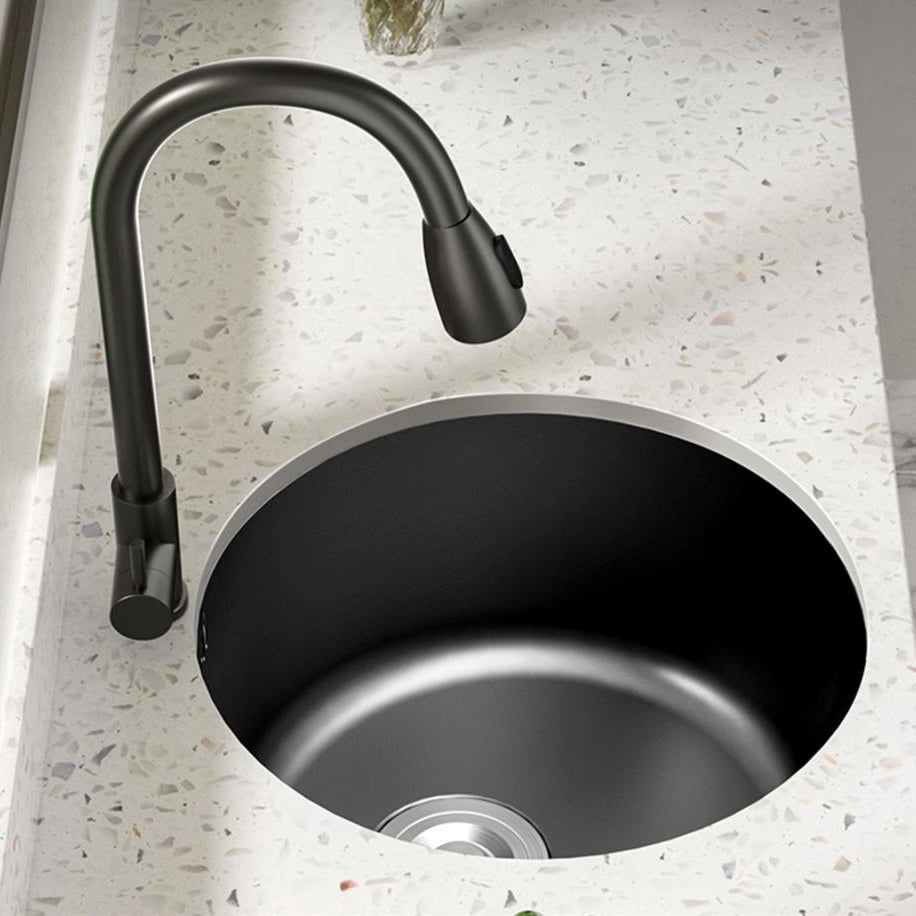 Single Bowl Stainless Steel Sink in black with Strainer Undermount Kitchen Sink