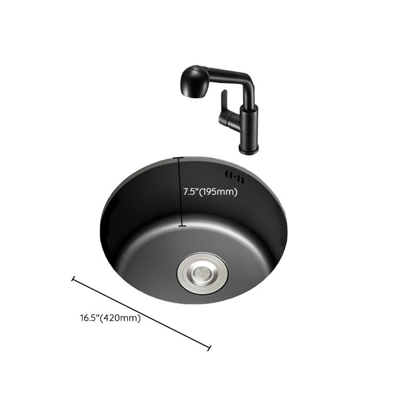 Single Bowl Stainless Steel Sink in black with Strainer Undermount Kitchen Sink