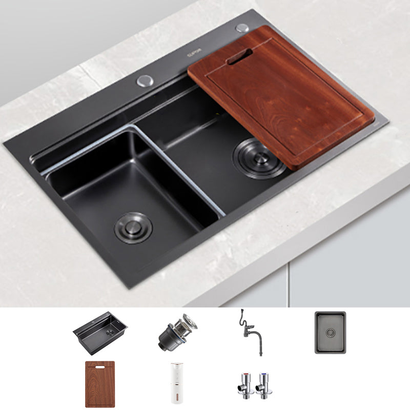 Kitchen Sink Ceramic Rectangular Faucet Pull-out Black Kitchen Sink