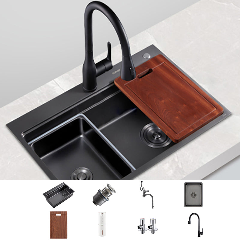 Kitchen Sink Ceramic Rectangular Faucet Pull-out Black Kitchen Sink