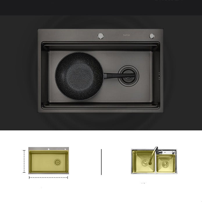 Kitchen Sink Ceramic Rectangular Faucet Pull-out Black Kitchen Sink