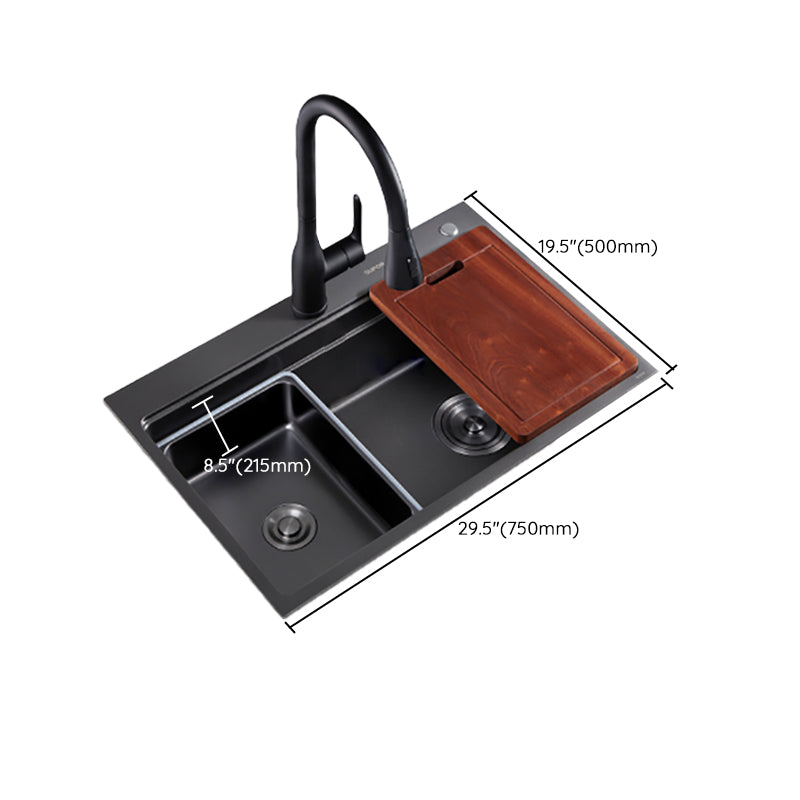 Kitchen Sink Ceramic Rectangular Faucet Pull-out Black Kitchen Sink