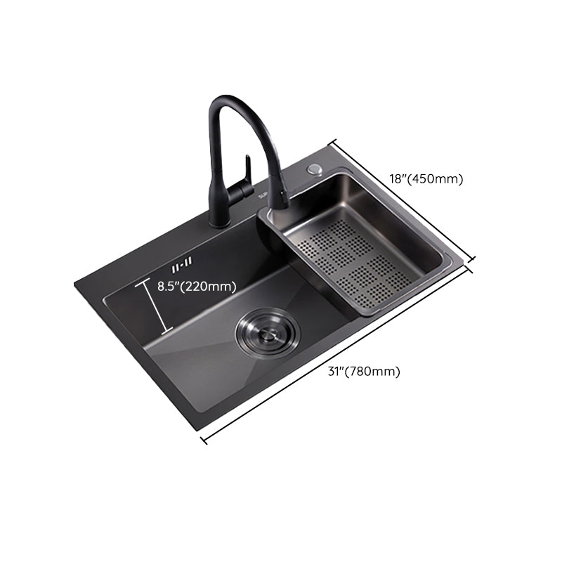 Kitchen Sink Ceramic Rectangular Faucet Pull-out Black Kitchen Sink