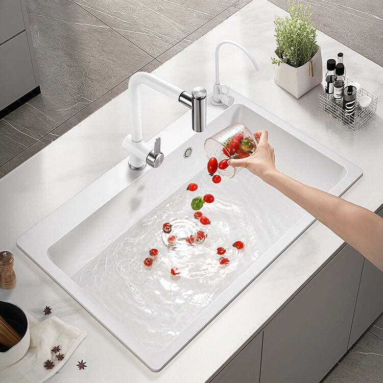 Kitchen Sink Ceramic Rectangular Anti-spill Pull-out Faucet Sink