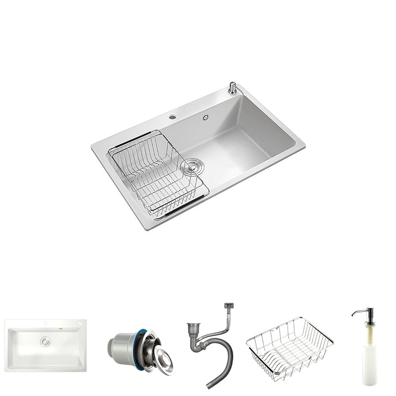 Kitchen Sink Ceramic Rectangular Anti-spill Pull-out Faucet Sink