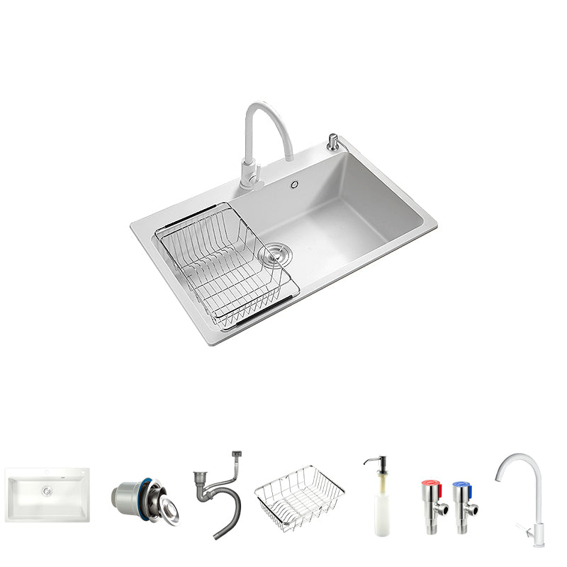 Kitchen Sink Ceramic Rectangular Anti-spill Pull-out Faucet Sink