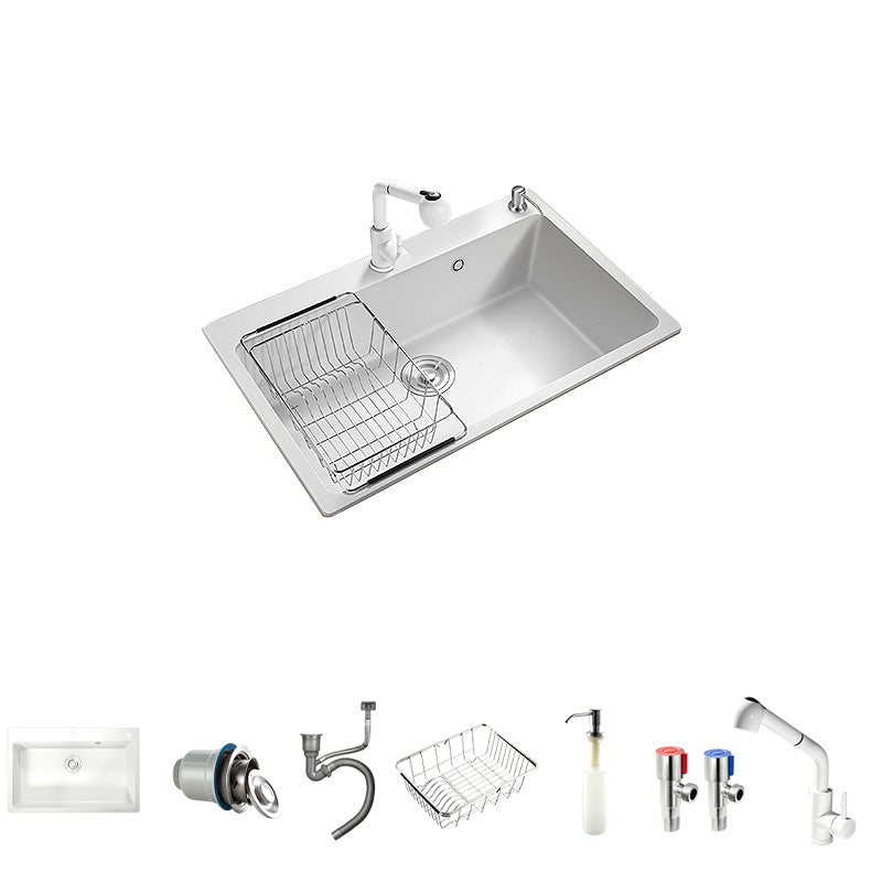 Kitchen Sink Ceramic Rectangular Anti-spill Pull-out Faucet Sink