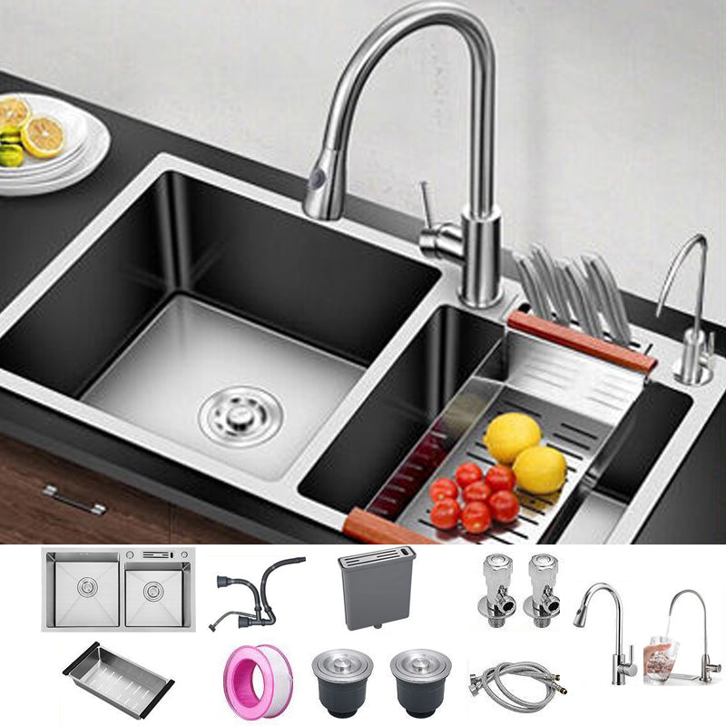 Drop-In Kitchen Sink Stainless Steel Modern Style Rectangle Kitchen Double Sink