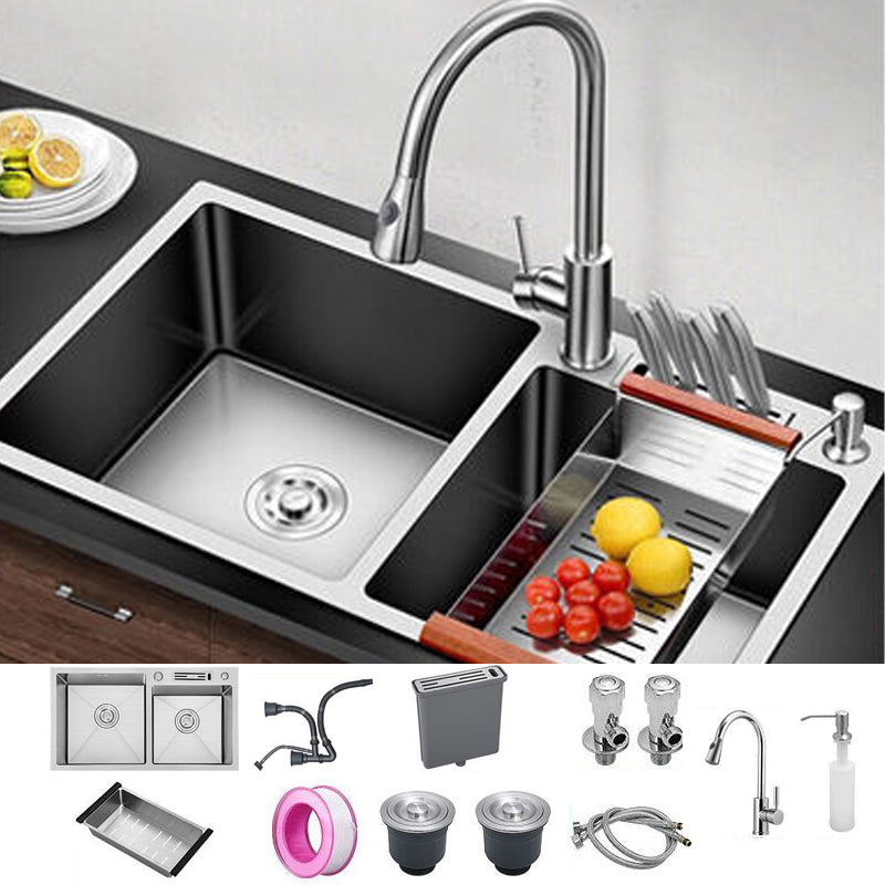 Drop-In Kitchen Sink Stainless Steel Modern Style Rectangle Kitchen Double Sink