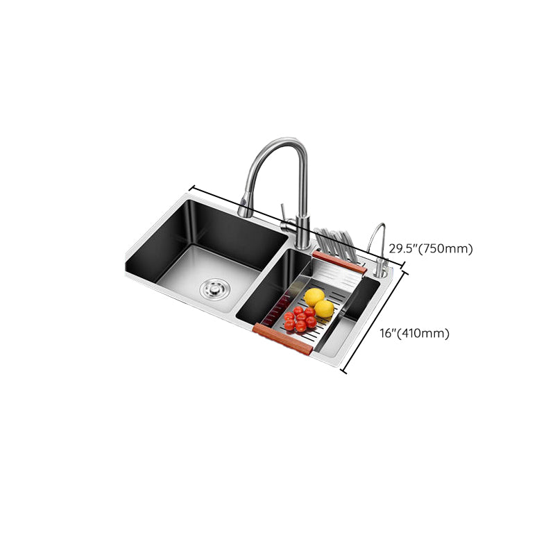 Drop-In Kitchen Sink Stainless Steel Modern Style Rectangle Kitchen Double Sink