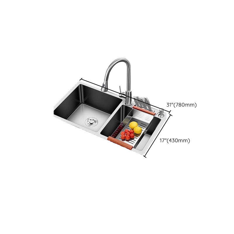 Drop-In Kitchen Sink Stainless Steel Modern Style Rectangle Kitchen Double Sink