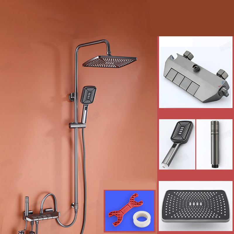 Grey Shower System Square Lever Handle Shower Hose Wall-Mounted Shower Arm Shower System