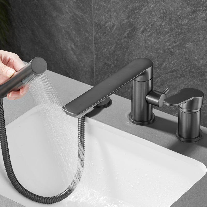 Modern Swivel Bathtub Faucet Double Handle Deck Mounted Bathroom Faucet with Handles