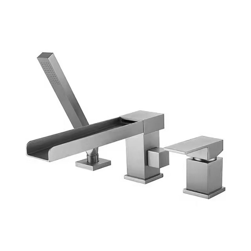 Modern Swivel Bathroom Faucet Low Arc Deck Mounted Bathtub Faucet