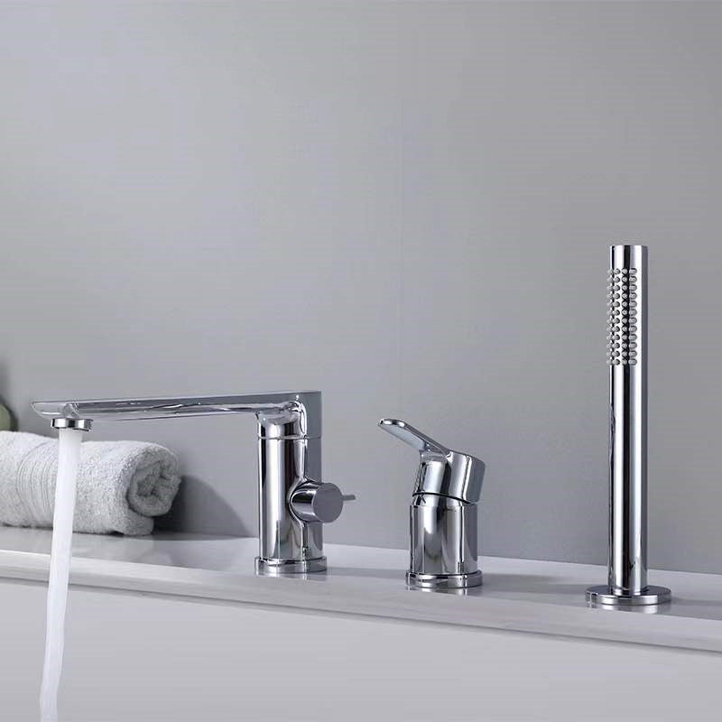 Modern Swivel Bathroom Faucet Low Arc Deck Mounted Bathtub Faucet