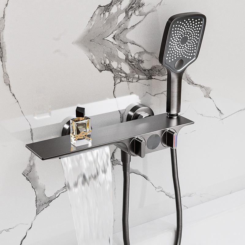 Modern Low Arc Tub Faucet Knob Handles Wall Mount Bathroom Faucet